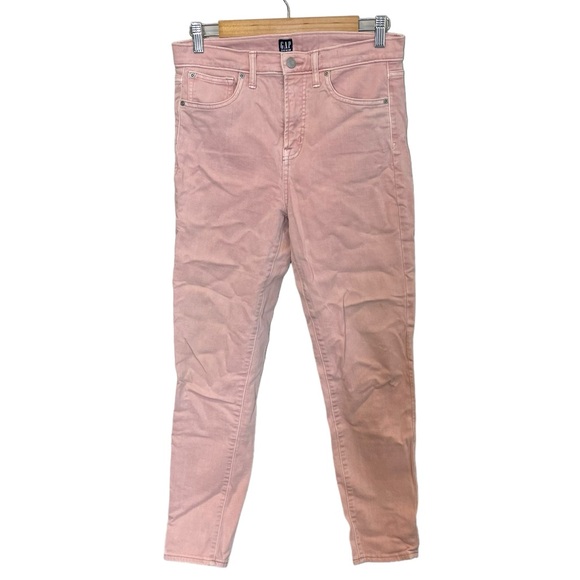 Gap Womens Pink Denim True Skinny Jeans Size 28 High Rise Ankle Length Stretch - Picture 1 of 8